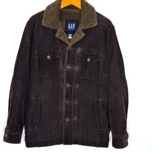 Y2k Vintage Gap Corduroy Sherpa Lined Trucker‎ Chore Coat brown Small